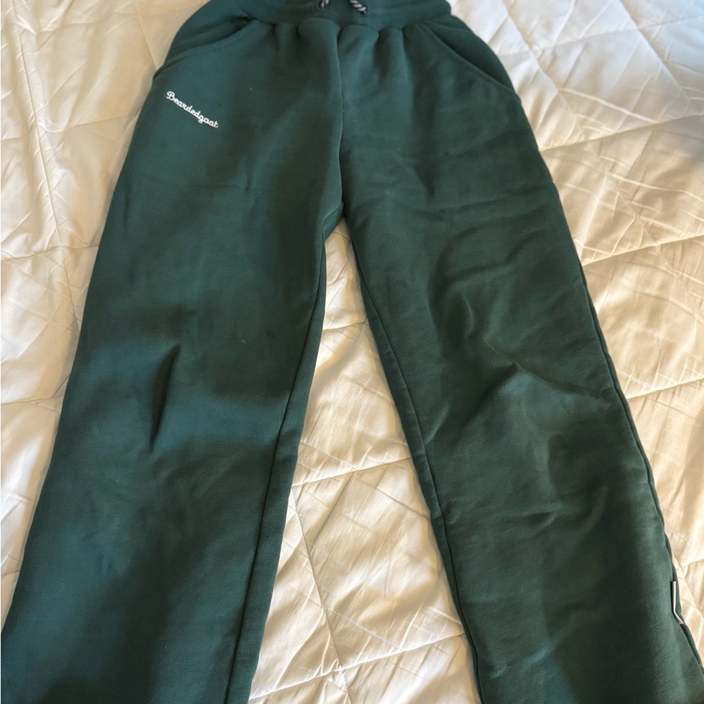 Green Sweatpants with Embroidered Logo